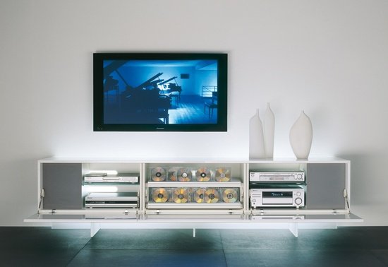 moderné príborníky acerbis media tv biele klopové dvere