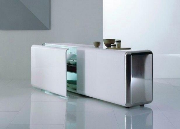 príborník superego biely systém otvárania dverí s vysokým leskom