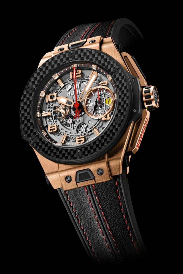 Hodinky Ferrari z luxusu Hublot v čiernom zlate