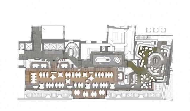 strešná záhrada salónik pôdorys Hotel Bayerischer Hof architekt Jouin Manku