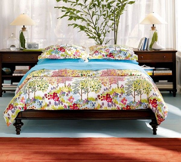 Prehoz bavlnené závesy s kvetinovým vzorom