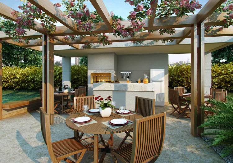 vonkajšia kuchyňa záhrada kuchyňa moderný jedálenský kút pergola popínavé rastliny