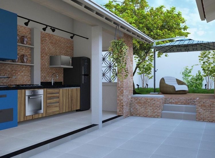 Letná kuchyňa vstavaná rúra, mikrovlnná rúra, chladnička