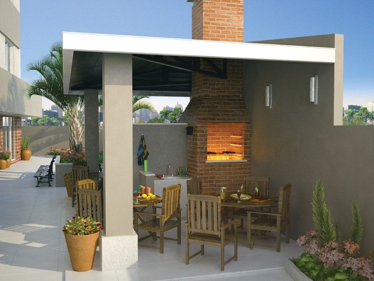 Záhradná piecka murovaný drez baldachýn drevený nábytok