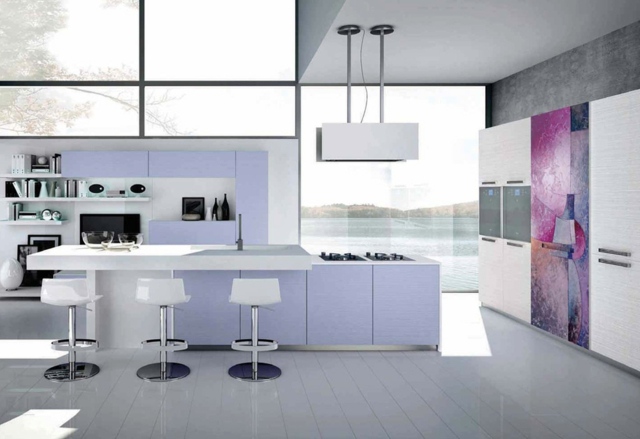 Farebná samolepka na stenu Kuchynský ostrovček závesný ľahký nástenný policový systém