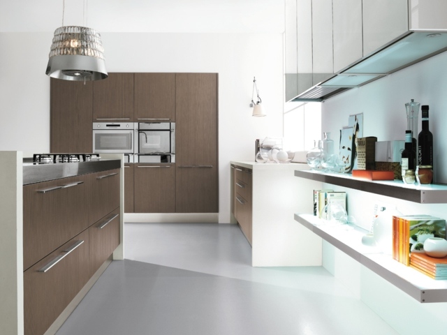 Kuchynské skrinky nástenná polica integrované LED osvetlenie