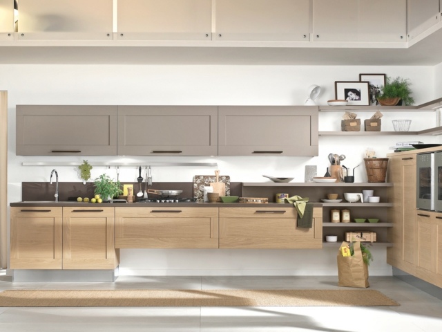 Kuchynský pultový pult vo vidieckom štýle s úložným priestorom