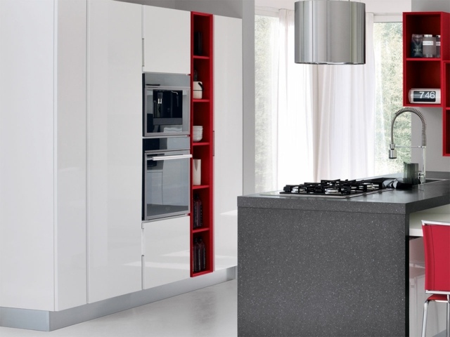 biely osadený kuchynský ostrovný odsávač pár z nehrdzavejúcej ocele moderný