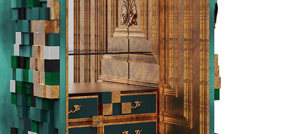 piccadilly skrinka boca do lobo zásuvky zlaté lístkové drevo smaragdovo zelená