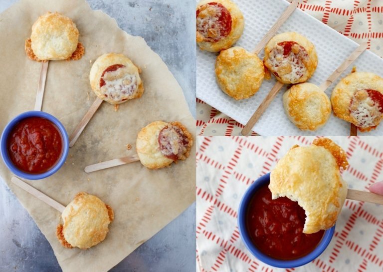 Podávajte pizzu iným spôsobom na tyčinke s hotovým cestom na pizzu a omáčkou na pizzu ako dip