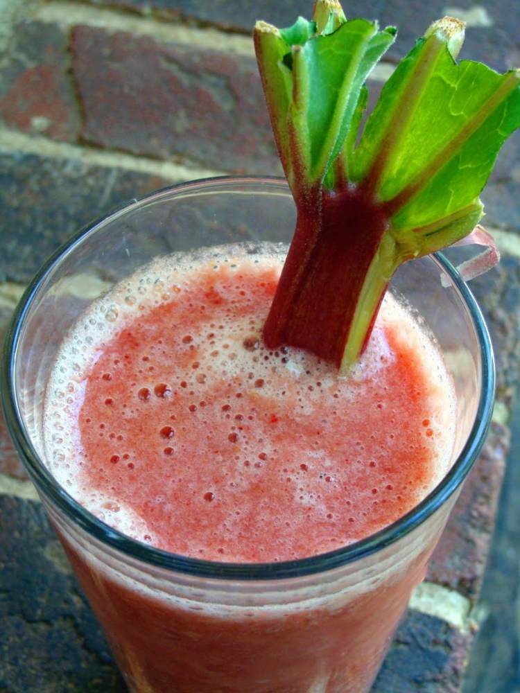 Rebarborová sezóna s mrkvovou rebarborovou šťavou Pite mušt vyrobený z rebarbory