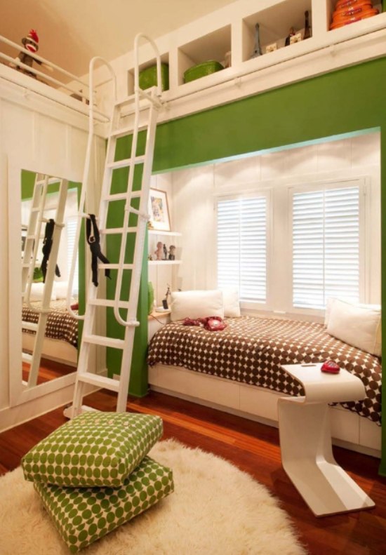 nápady na zelenú stenu do detskej izby na spanie