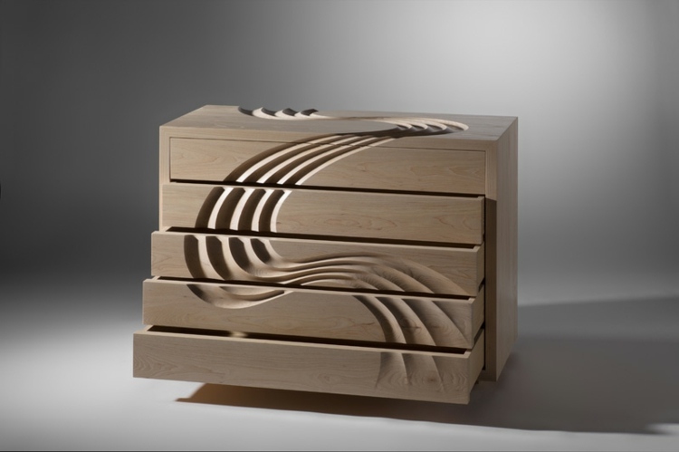 Komoda do spálne sa skladá z piatich zásuviek nápad na dizajn zásuvky kaskádovej komody