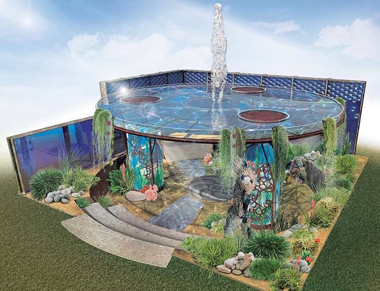 Ukážte zastúpenie záhradného pavilónu v podmorskom svete