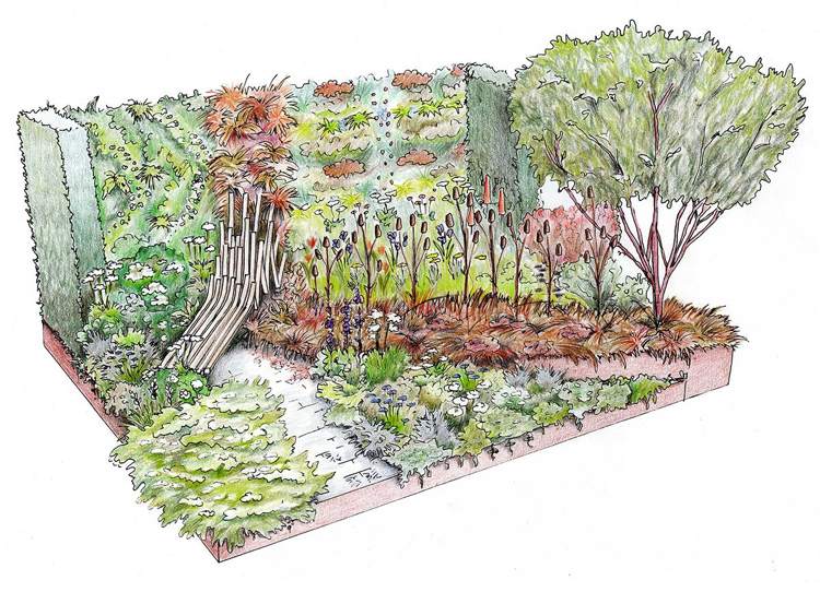 Drevená plastika rastlín zelených stien