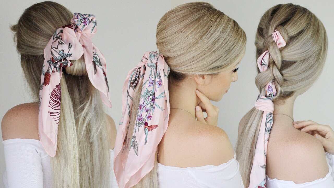 Doplnky do vlasov šatka do copu vlasový cop blond vlasy
