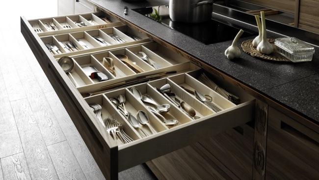 zásuvkové oddelenia sinetempore dizajnérska kuchyňa od valcucine