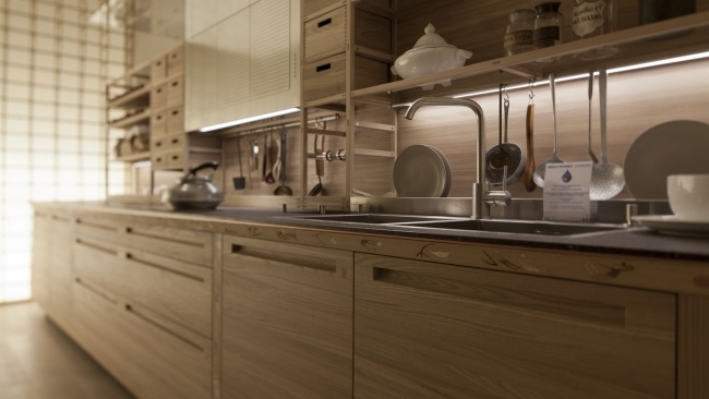 ľahký drevený materiál sinetempore kuchynský dizajn od valcucine