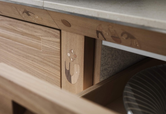 drevená dekorácia kuchyne kuchyne sinetempore od firmy valcucine