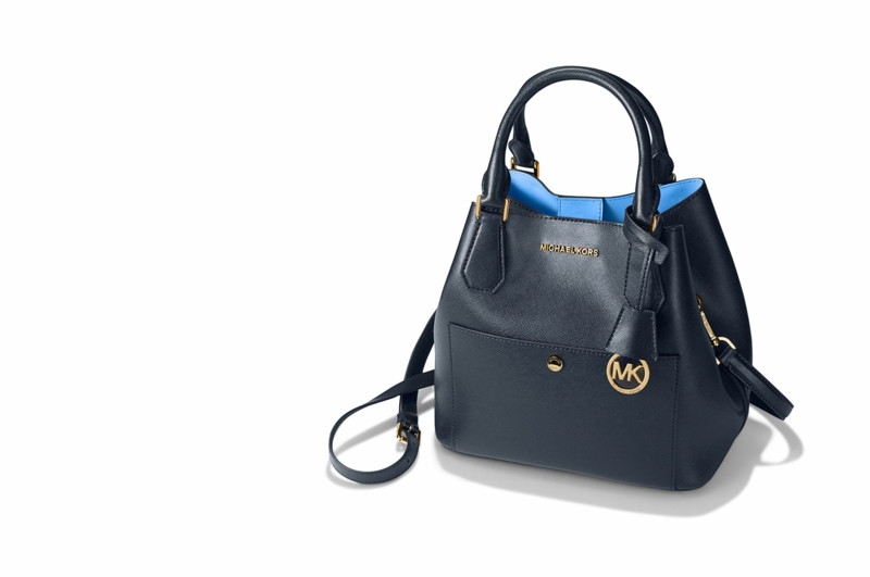 Michael Kors v čiernej koži tašky od Michael Kors čierna koža svetlo modrá vnútorná rukoväť