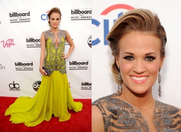 Carrie Underwood s elegantným účesom a nádhernými šatami Carrie Underwood 2014 Music Awards Two Pictures