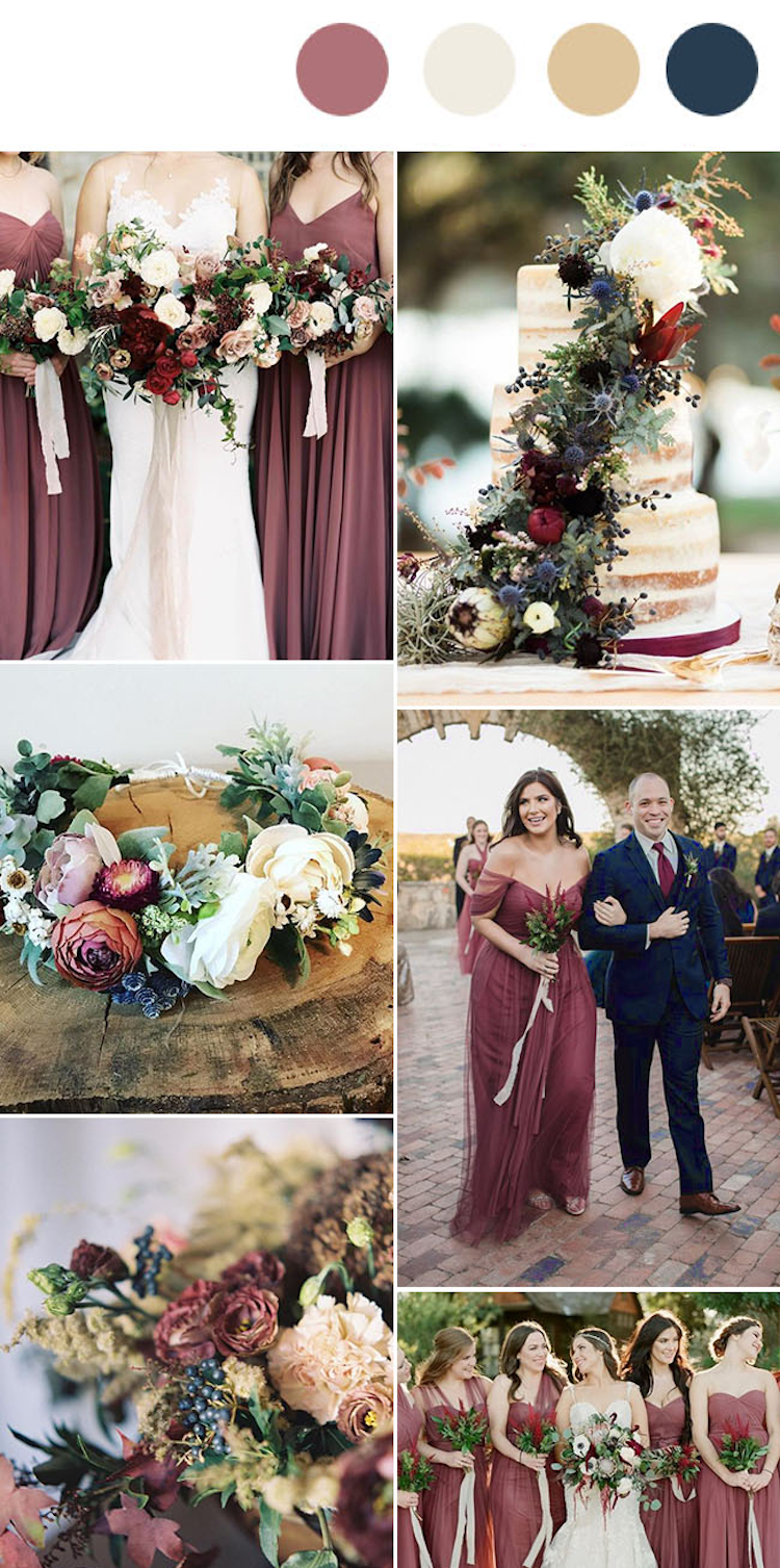 Svadobné farby 2019 staroružová béžová tmavo modrá