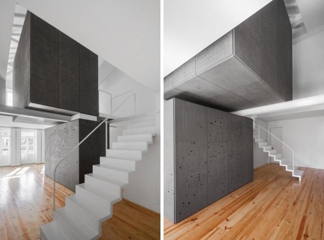 Niekoľko obytných kontajnerov z ľahkej ocele spojených v jednom objeme budovy odda-living boxy-ľahká-oceľová-konštrukcia-naskladaná-spočívajúca-na-nosníkoch-stabilná