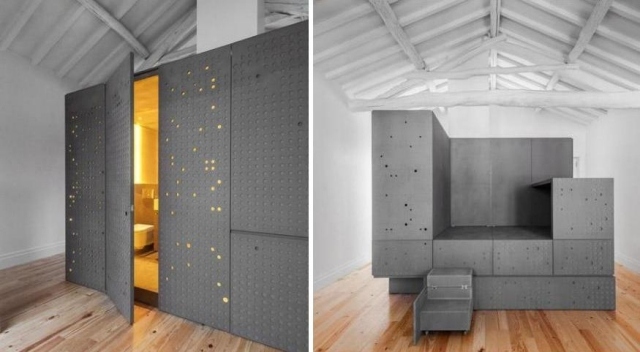 inovatívne multifunkčné moduly pre skladací a vstavaný nábytok do obývačky Obývacie boxy-vstavané-funkčné-prvky-v-skupinách-zostavené-podľa-priestorových požiadaviek