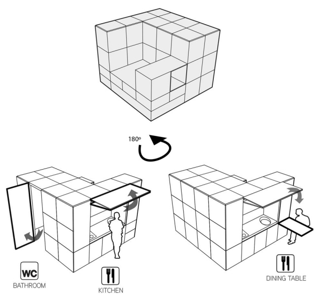 montovaný obytný modul so vstavaným praktickým nábytkom-LOIOS LOIOS-Renovované-domy-Porto-Obytné boxy-kompaktné-orientované na moderné využitie