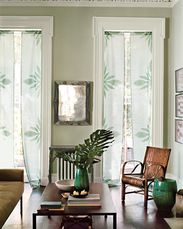 akcent-interiérová dekorácia-zelené-záclony