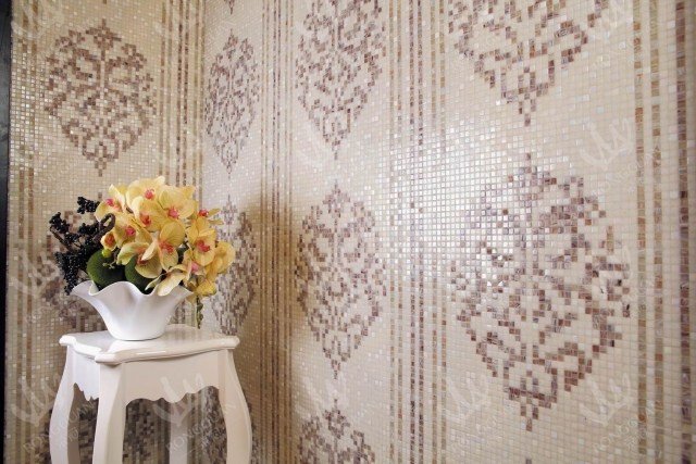 stenový dizajn luxusné sklenené mozaikové obklady moderné zariadenie