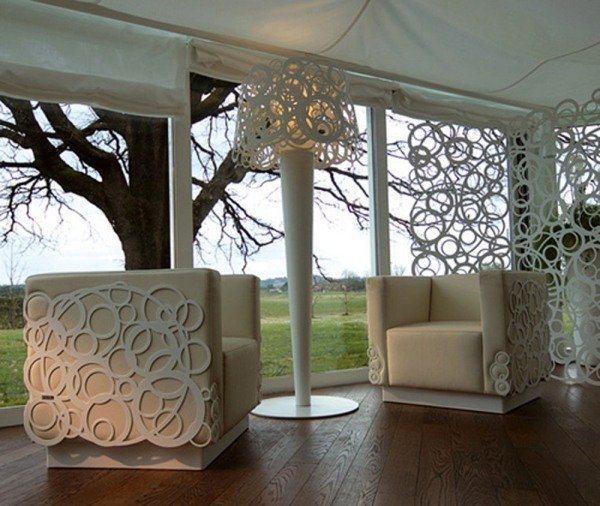 lehátko dita alu biele dekoračné béžové čalúnenie