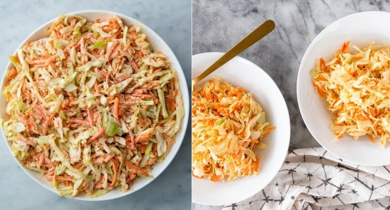 Šaláty na grilovanie z kapusty s mrkvou, dijonskou horčicou, majonézou a jablčným octom