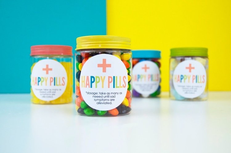 tabletky šťastia v darčeku v darčekovej kazete