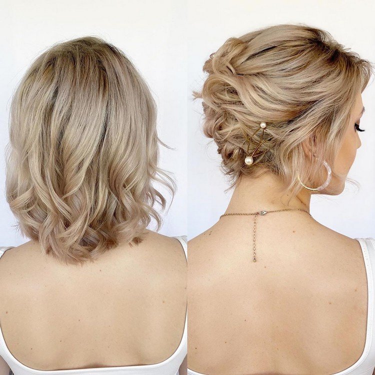 Účes svadobný hosť urobiť updos pre tenké vlasy po ramená