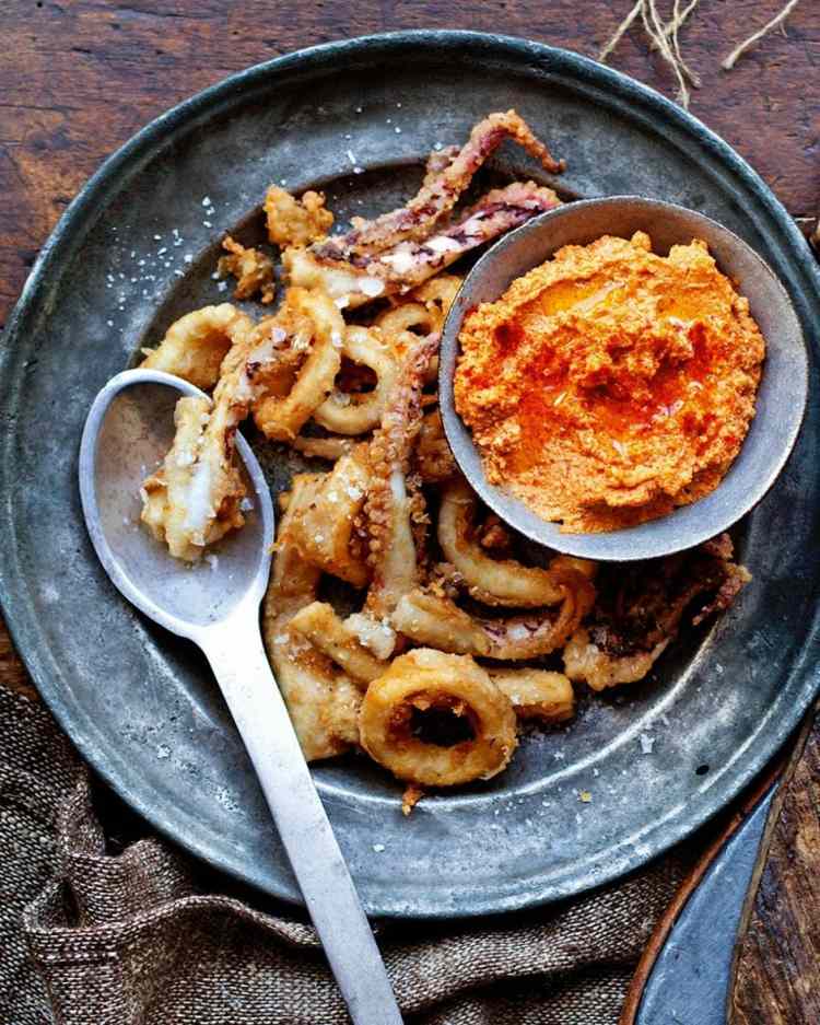 romesco omáčka chobotnice calamares tapas recepty s morskými plodmi
