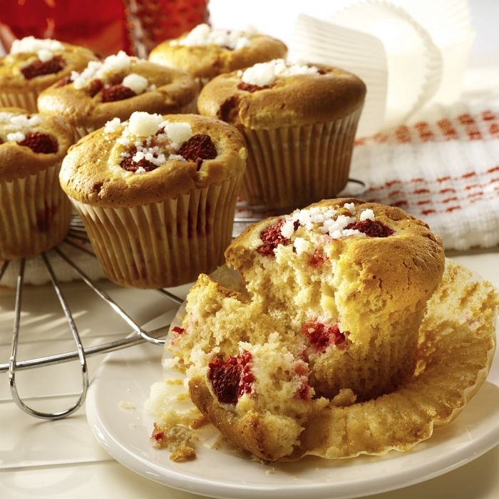 Upečte muffin-bielo-čokoládovo-malinové