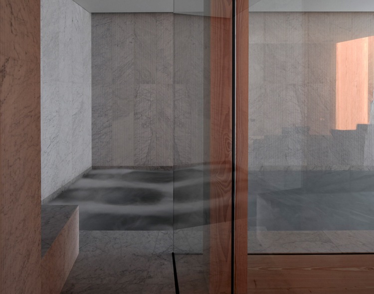 Mramorová sklenená stena Douglasova jedľa a Carrara