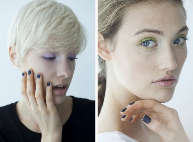 Letné líčenie a lak na nechty v sviežich farbách-costello-tagliapietra Lak na nechty-tmavo-modré-nápady-manikúra-costello-tagliapietra