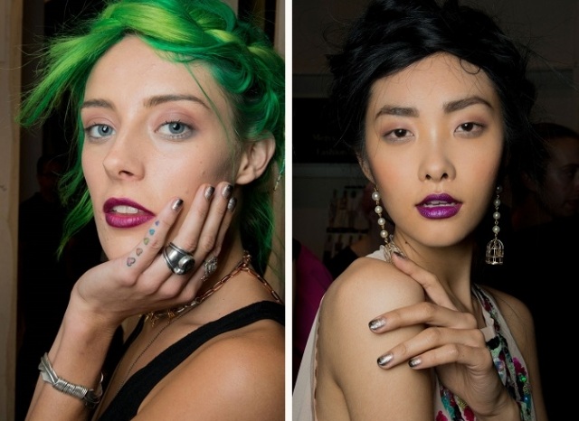 ombre nechty s metalickými efektmi nicole miller 2014 ombre-nechty-manikúra-metalické-efekty-nicole-miller