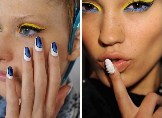 dlhá a zaoblená manikúra v trendovo výrazných farbách-blondínky dlhá-ostrá-manikúra-v trende-výrazné-farby-blondínky