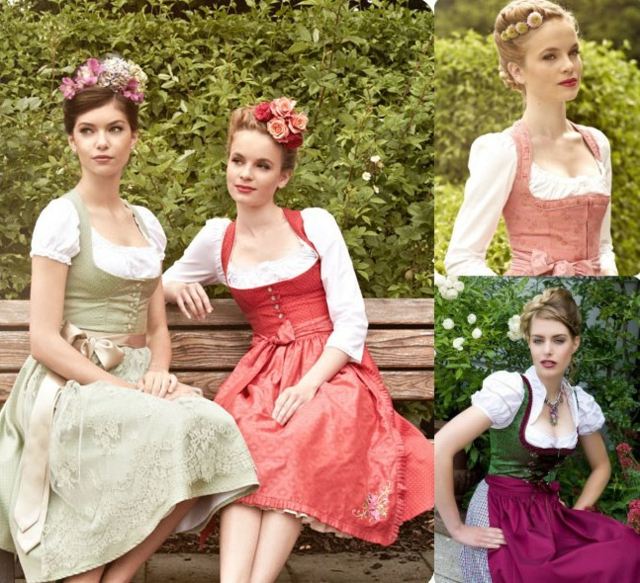 Tradičné dirndl účesy s kvetinovými ozdobami Oktoberfest-účesy-pripnuté-vlasy-s kvetmi