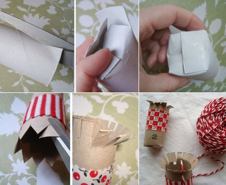 Zatvorte papierové rolky a urobte ozdobný rez okrajových alebo kľukatých vzorov