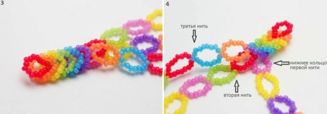 farebný náramok rokajlových korálkov urobte krok 3