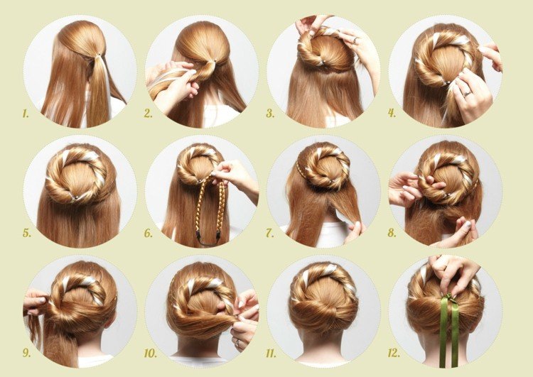 Cop a updo v jednom - návod vrkoč-a-updo-anna-štýl-veniec-mašľa-návod