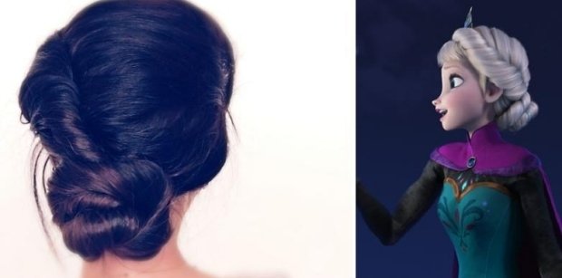 Účes Elsy s sprievodcom kutilstva s nízkym drdolom Updo-Frozen-DIY-účesy-z-filmu