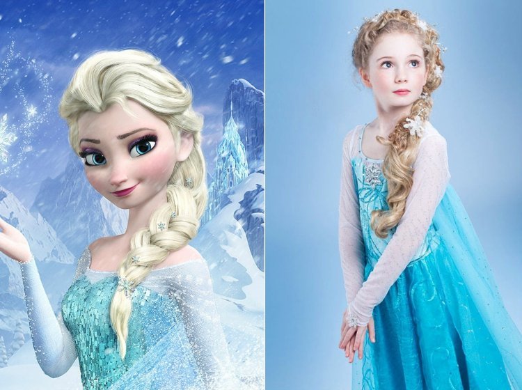 Rozprávkový účes od Elsy updo-kostýmy-elsa-modrý-vrkoč-nápad-snehové vločky