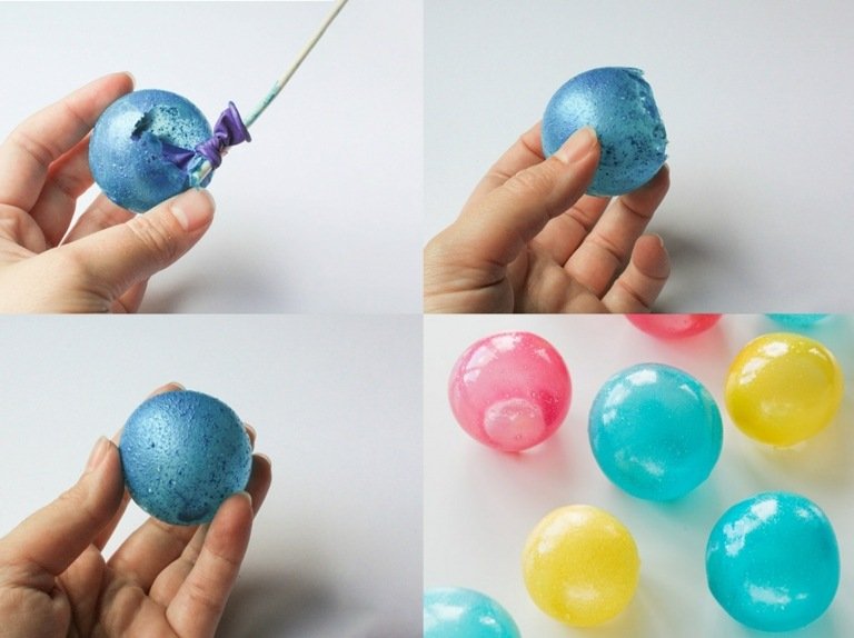 Želatínu nechajte uschnúť, potom nakrájajte a vyberte balónik