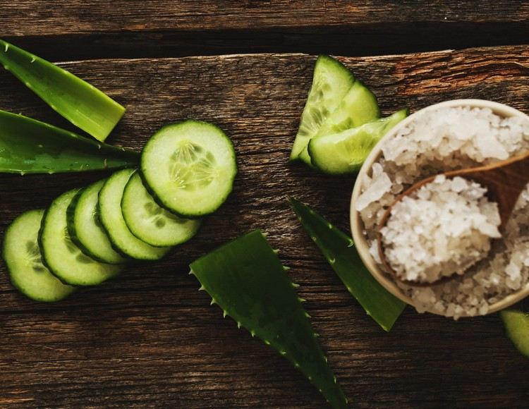 uhorka aloe soľ starostlivosť o pokožku pružná pokožka