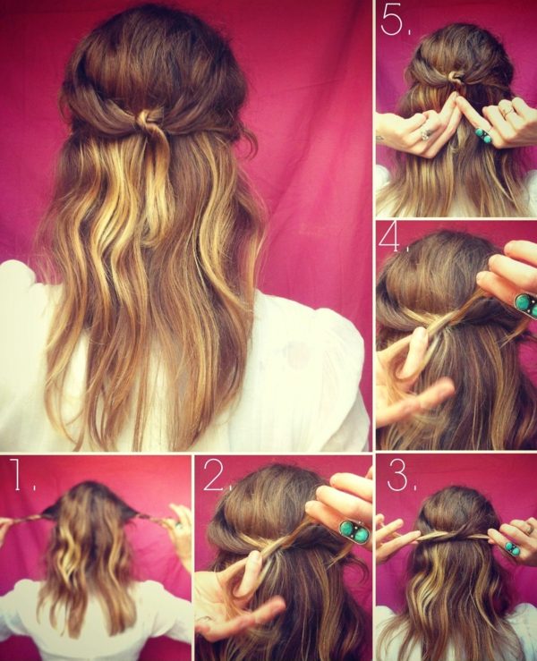 Návod na ďalší pootvorený účes návod účesy uzly jednoducho navrhnúť svadobného hosťa